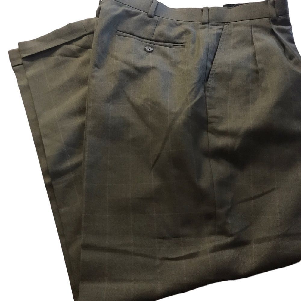 George sz 34 x 30 lt brown with minimal checked design cuffed at ankle pleated